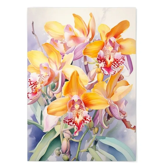Watercolor Orchids Wall Art Illustration Print Poster Unframed - Picture 2 of 6